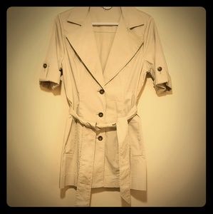 CAbi Short Sleeve Belted Trench Coat